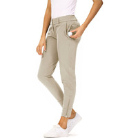 Hiverlay Womens Pro Golf Pants Quick Dry Slim Lightweight Work Pants With Straight Ankle Also For Hiking Or Casual Ladies,Light Khaki-M