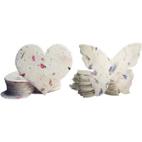 48 Pieces Of Hearts And Butterfly Handmade Wildflower Seeds Embedded Recycled Seed Paper Hearts And Butterflies - Gift Tags Seeded Paper Gift Cards Stationery & Gift Wrapping Supplies