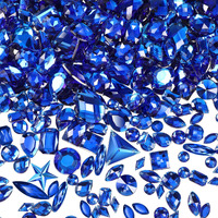 500 Pieces Sewing Gems Acrylic Sewing Crystal Mixed Shapes Sew On Rhinestones With 2 Holes For Clothes Sewing Beads Decorations (Dark Blue)
