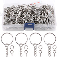 Swpeet 450Pcs 1" 25Mm Sliver Key Chain Rings Kit, Including 150Pcs Keychain Rings With Chain And 150Pcs Jump Ring With 150Pcs Screw Eye Pins Bulk For Jewelry Findings Making (Sliver)