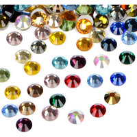 2880Pcs Art Nail Rhinestones Non Hotfix Glue Fix Round Crystals Glass Flatback For Diy Jewelry Making With One Picking Pen (Ss10 2880Pcs, Mix)