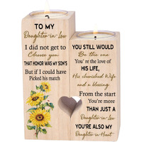 To My Daughter-In-Law From The Start You'Re More Than Just A Daughter-In-Law You'Re Also My Daughter-In-Heart Personalized Wooden Candle Holder For Couple Birthday Candle Decoration