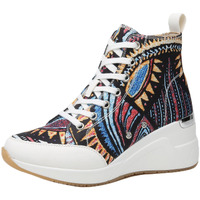 Cestfini Graffiti High Top Wedge Sneakers For Women Breathable White Black Platform Sneakers Lace Up Womens Canvas Shoes