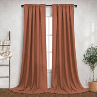Fall Curtains For Living Room,Terracotta Curtains 108 Inches Long For Dining Room 2 Panels Set Rod Pocket Light Airy Flowy Semi Sheer Linen Draperies Rust Curtains For Patio Sliding Door 9 Ft