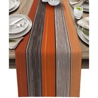 Farmhouse Cotton Linen Table Runner Dresser Scarf Extra Long 108 Inches- Retro Rustic Barn Wood Texture Ombre Burnt Orange Gray Non-Slip Rectangle Settings Decor For Kitchen Home Dining Holiday