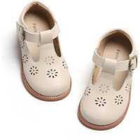 Toddler Little Girl Beige Mary Jane Dress Shoes - Ballet Flats For Flower Girl Party School Shoes(Beige,6 Toddler
