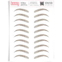 Brows By Bossy Studio & Co Temporary Eyebrow Tattoos Waterproof Eyebrow Stickers, False Tattoos Hair Like Peel Off Instant Transfer Brow Curved Ash Brown
