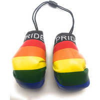 Red Hat Ent Hanging Car Mirror Mini Boxing Gloves (Pride Rainbow)