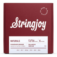 Stringjoy Nb1356 Naturals Phosphor Bronze Acoustic Guitar Strings, (Medium Gauge - 13-56)