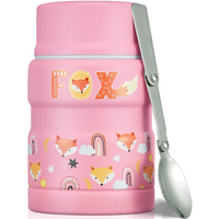 Charcy 17Oz Thermo For Hot Food, Insulated Lunch Food Container With Folding Spoon Qb - Pink Fox