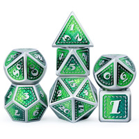 Dnd Metal Dice Set With Gift Metal Tin Dndnd Metallic Dungeons And Dragons Dice Set For D&D Game (Neno Green & Green With Matt Silver Edge)
