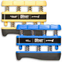 Prohands Gripmaster Hand Exerciser, Finger Exerciser (Hand Grip Strengthener), Spring-Loaded, Finger-Piston System, Isolate And Exercise Each Finger, (Set Of 2) (Yellow, Blue)