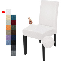Yemyhom 2 Packs Latest Checkered Dining Chair Slipcover Parsons Chair Furniture Protector Stretch Chair Covers For Dining Room, Restaurant, Kitchen, Party (White)