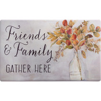 Home Dynamix Sohome Cozy Living Friends And Family Gather Eucalyptus Floral Anti-Fatigue Kitchen Mat, Grey/Yellow, 17.5"X30"