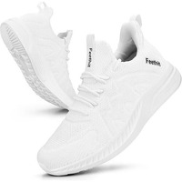 Feethit Running Shoes For Women Non Slip Walking Tennis Shoes Slip On Work Gym Fashion Sneakers White 7.5