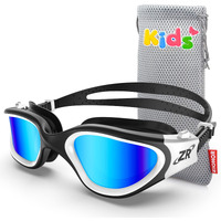 Zionor Kids Swim Goggles, G1Mini Polarized Swimming Goggles Comfort For Age 6-14, Uv Protection Anti-Fog Adjustable Strap Fit For Child Boys Girls (Blue Lens)