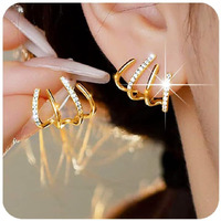 Panshi Sterling Silver Post Earrings Gold Hoop Earrings For Women Trendy Stud Huggie Claw Earrings Cuff Hypoallergenic Jewelry Gifts (Gold Claw)