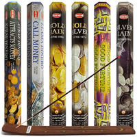 Hem Incense Sticks Variety Pack 29 And Incense Stick Holder Bundle With 6 Money And Good Luck Fragrances