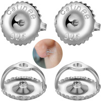 2 Pairs Screw Earring Backs Replacements,14K Gold Plated 925 Silver Secure Locking Hypoallergenic Screw On Earring Backs For Studs,Screw Backs Fit For Threaded Post 0.032\"(White)