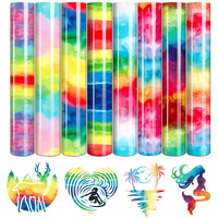 Tintnut Watercolor Heat Transfer Vinyl - 8 Sheets 10X12 Inch Rainbow Iron On Vinyl Ombre Htv For Clothes,For Cricut  Silhouette Cameo