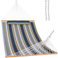 Lazy Daze Hammocks 12 Ft Quilted Fabric Hammock With Spreader Bar, 2-Person Double Hammock With Chains And Pillow, Outdoor Hammock For Outside Patio Poolside Backyard Beach, 450 Lbs Capacity, Froest