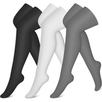 Charmking 3 Pairs Thigh High Compression Socks For Women And Men 15-20 Mmhg Boost Circulation And All Day Comfort (S/M, Black/White/Grey)