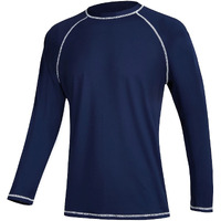 Men\'s Swim Shirts Rashguard Sun Shirt Upf 50+ Uv Sun Protection Outdoor Long Sleeve T-Shirt Swimwear Navy Blue 5Xl