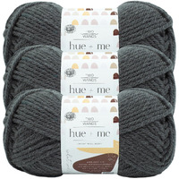 Lion Brand Hue + Me Yarn For Knitting, Crocheting, And Crafting, Bulky And Thick, Soft Acrylic And Wool Yarn, Smoke, (3-Pack)