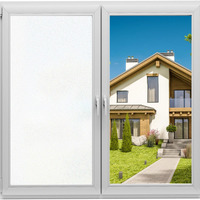 Coavas Window Privacy Film Frosted Window Glass Film Non-Adhesive Removable Bathroom Window Coverings Day And Night Privacy Heat Uv Blocking Window Film For Home Office. White 17.5X78.7