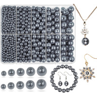 Grey Pearl Beads For Jewelry Making, 1750Pcs Grey Pearl Craft Bead With Hole 4Mm 6Mm 8Mm 10Mm 12Mm Loose Spacer Bead For Necklace Bracelet Earrings Ring Choker Wedding Dress Decor (Grey)