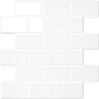 Stickgoo 1-Sheet White Subway Tiles Peel And Stick Backsplash, Stick On Tiles Kitchen Backsplash (Thicker Design)