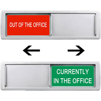 Office Door Sign,Out Of The Office Currently In The Office For Door Sign,Easy To Read Non-Scratch Magnetic Slider Door Indicator Sign (7\'\' X 2\'\' - Silver)