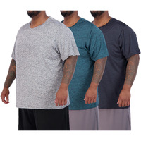 3 Pack: Menas Big And Tall Tech Stretch Short Sleeve Crew Quick Dry Fit T-Shirt Wicking Active Athletic Gym Top Size Clothes Lounge Sleep Running Essentials Basketball Workout Tee- Set 9, 5Xlt