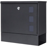 Locking Mailbox Wall Mounted Vertical- Jssmst Mailboxes With Key Lock Large Capacity, 14.3 X 4.1 X 11.8 Inch, Black, Sm-Hpb911Bn