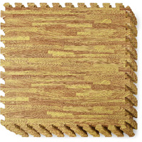 Yes4All 716 Thick Eva Wood Grain Floor Mat For Home Gym Equipment, Interlocking Mat Foam Tiles With Border- Oak Wood Light, 12 Tiles 24X 24X 716 Cover 48 Sqft