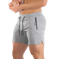 Pidogym Men\'s 5\" Gym Workout Shorts,Fitted Jogging Short Pants For Bodybuilding Running Training With Zipper Pockets Light Grey