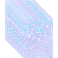Bleidruck 25 Sheets Stars Holographic Clear Vinyl Cold Laminated Film Holographic Overlay 8.25X11.7 Inches Adhesive Vinyl For Stickers
