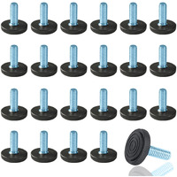 Wafjamf 24 Pcs M8 Thread Adjustable Furniture Levelers Screw In Threaded, Adjustable Levelers Feet Screw On Furniture Glide Leveling For Table, Chair, Furniture Legs (M8 Thread)A