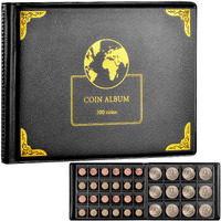 Coin Collection Supplies Holder Book For Collectors, 300 Pockets Coin Collection Organizer Storage Box Case Album For 20/25/ 27/30/ 38Mm Coins- Black