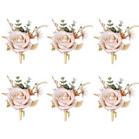 Ansofi Boutonniere Set Of 6 Champage Gold Groom Boutonniere For Men Wedding Ceremony Anniversary Formal Dinner Party Prom Suit Decorations