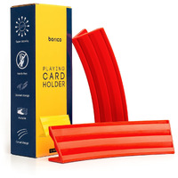 Borico Card Holders For Playing Cards Hands-Free Playing Card Holder For Kids And Adults (Pack Of 2), Portable  Stacked Storage Game Card Tray For Arthritis Patients With A Travel Pouch (Red)