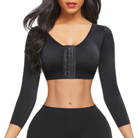 Feelingirl 3/4 Sleeve Arm Shaper Tops Arm Garments After Lipo Breast Lifter Post Surgical Compression Bra Black S