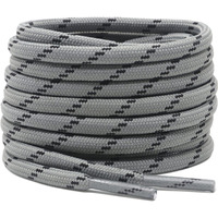 Delele 2 Pair Non-Slip Outdoor Mountaineering Hiking Walking Shoelaces Round Light Gray Black String Rope Boot Laces Strong Durable Bootlaces-39.37"