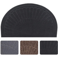 Half Round Door Mat Entrance Rug Floor Mats, Waterproof Floor Mat Shoes Scraper Doormat, 18''X30'' Patio Rug Dirt Debris Mud Trapper Out Door Mat Low Profile Washable Carpet