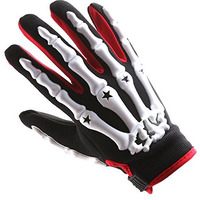 1Storm Youth Motocross Gloves Motorcycle Bmx Mx Atv Dirt Bike Bicycle Skeleton Cycling Kids Gloves White