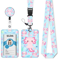 Id Badge Holder With Breakaway Lanyard, Lanyards For Id Badges Name Tags Id Card Holder, Cute Badge Reel Badge Clip Retractable, Teacher Nurse Nursing Student School Office Gifts, Axolotl Arts