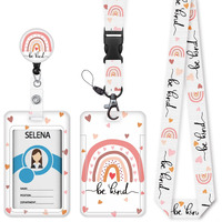 Id Badge Holder With Breakaway Lanyard, Lanyards For Id Badges Name Tags Id Card Holder, Cute Badge Reel Badge Clip Retractable, Teacher Nurse Student School Office Gifts, Be Kind Positivity Design