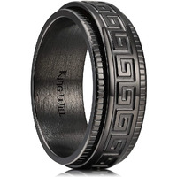 King Will 8Mm Black Spinner Stainless Steel Ring Fidget Ring Anxiety Ring For Men Greek Key Pattern 6.5