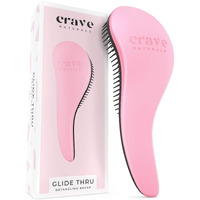 Crave Naturals Biggie Glide Thru Detangling Brush - Detangler Hairbrush & Comb For Curly, Natural, Straight, Wet Or Dry Hair (Pink)