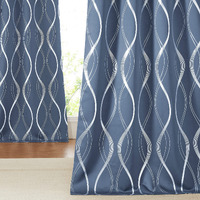 Nicetown Blackout Curtains Panels For Bedroom - Microfiber Noise Reducing Thermal Insulated Wave Line Foil Print Design Drapes For Patio Sliding Glass Door (Stone Blue, 2 Panels, 52 X 72 Inch)